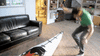 Gif showing man hammering bay st kayak model to show how durable our kayaks are.